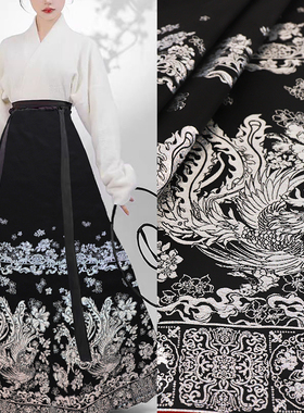 【SY015凤彩花影】原创马面裙汉服面料明制织金色织提花服装布料