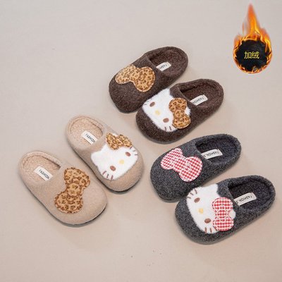 女童甜美毛呢拖鞋2025冬季新款