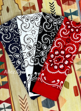 70x70加大纯棉腰果花方巾潮牌街头头巾hiphop复古红色大头围美式