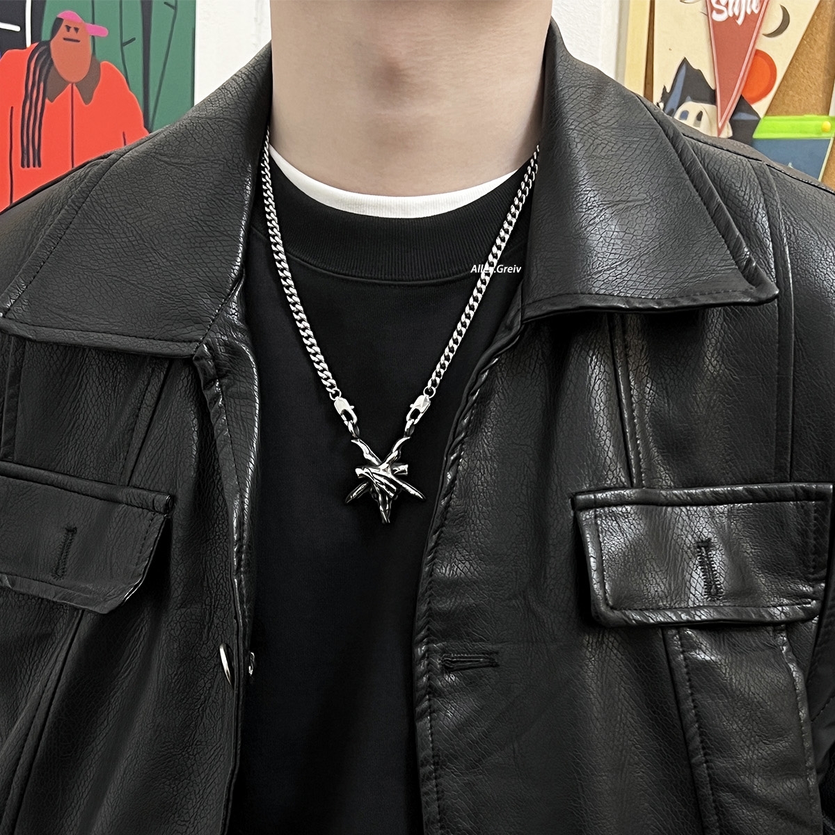 恶魔之手钛钢项链男潮