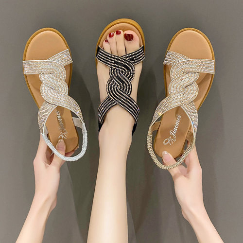 Large-sized+hollowed-out+flat+sandals+凉鞋波西米亚风舒适鞋夏