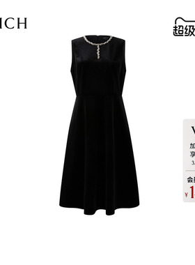 PRICH简约静奢圆领镶钻无袖连衣裙2026春季新款气质收腰裙子女