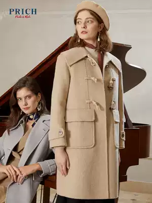 PRICH winter new women's wool blend comfortable and stylish horn buckle woolen jacket PRJWA8T16Q