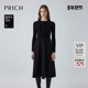 保暖显瘦长裙女 新款 绵羊毛 PRICH气质通勤拼接连衣裙冬季