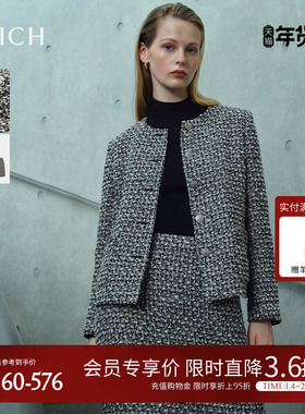 【澳洲绵羊毛】PRICH时尚小香风西装套装冬季新款圆领外套女