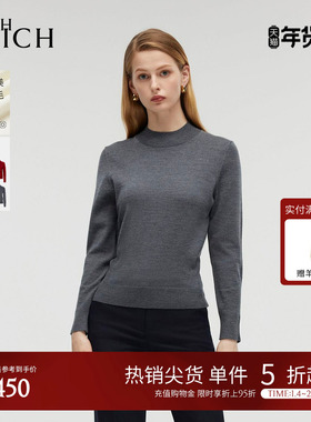 【美丽诺羊毛】PRICH复古半高领针织衫冬季保暖打底衫上衣女