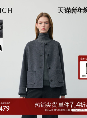 【100%绵羊毛】PRICH知性双面毛呢大衣2025冬季新款短款外套女