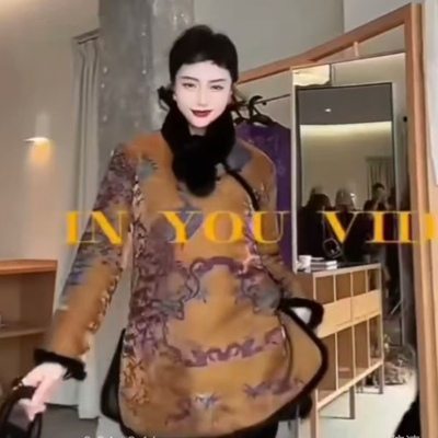 国风女装2025年秋冬新款棉服改良旗袍新中式复古提花加厚唐装上衣