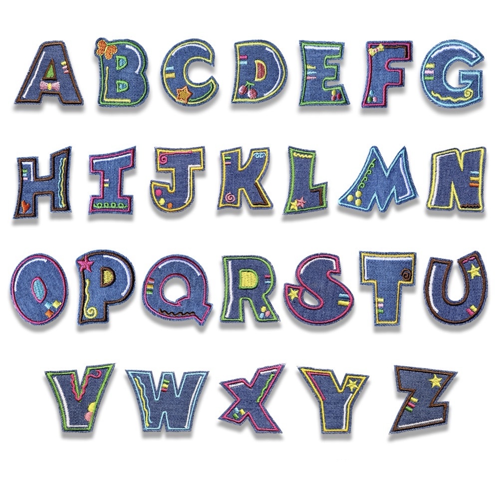 刺绣布贴26英文字母补丁贴免缝可水洗牛仔裤衣服装饰贴布箱包贴花