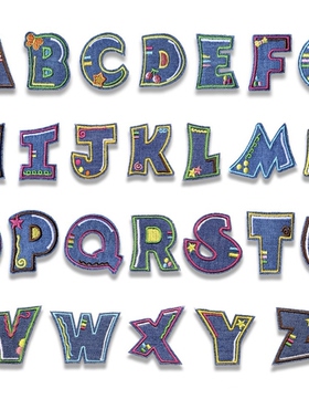 刺绣布贴26英文字母补丁贴免缝可水洗牛仔裤衣服装饰贴布箱包贴花