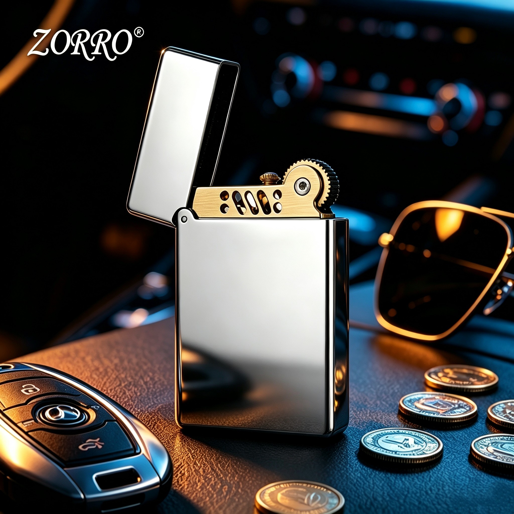 ZORRO纯铜朗声煤油打火机图片
