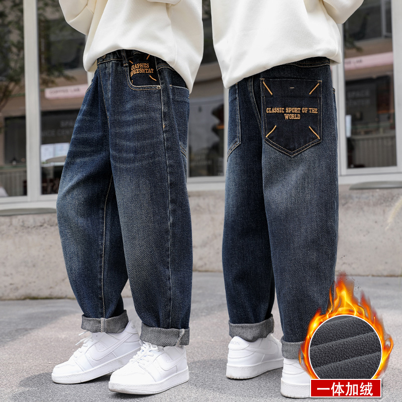 梦想邦尼男童牛仔裤一体绒冬款