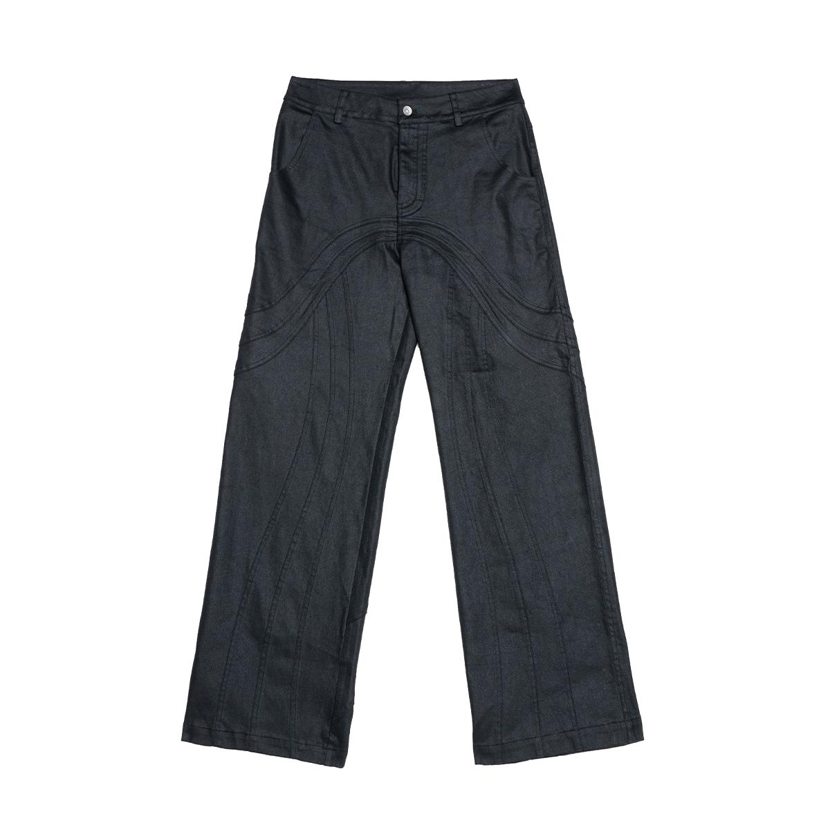 FEAR4FREE Brush wax涂层牛仔刷蜡裤宽松直筒牛仔裤长裤