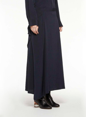 Y'S YR-S10-500 山本耀司通勤高腰女士深蓝色半身裙优雅