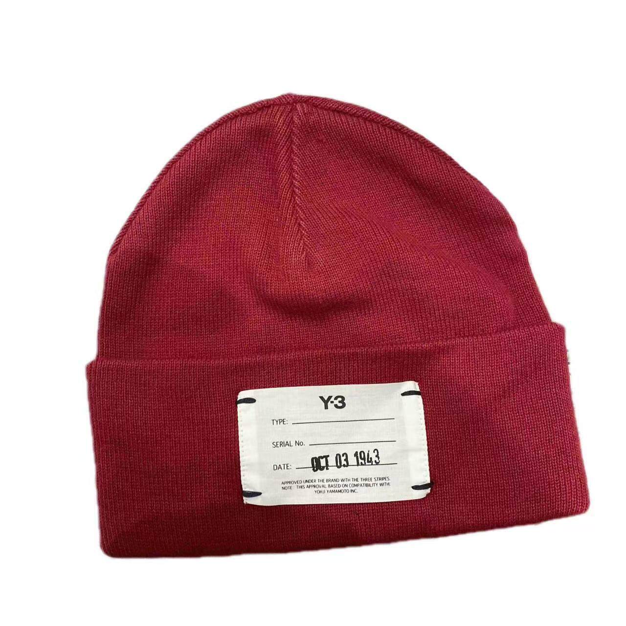 Y-3 酒红色毛线帽 0526