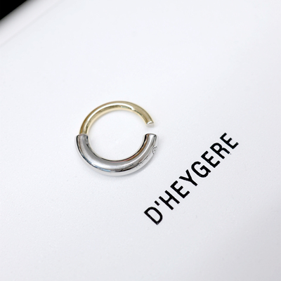 镀金925银圆圈开口双色耳夹耳环