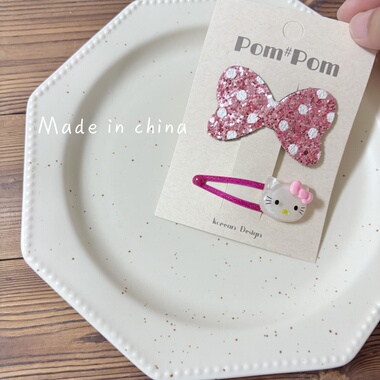 手作可爱儿童粉色KT猫发夹女童BB夹碎发发卡侧边刘海夹子头饰发卡