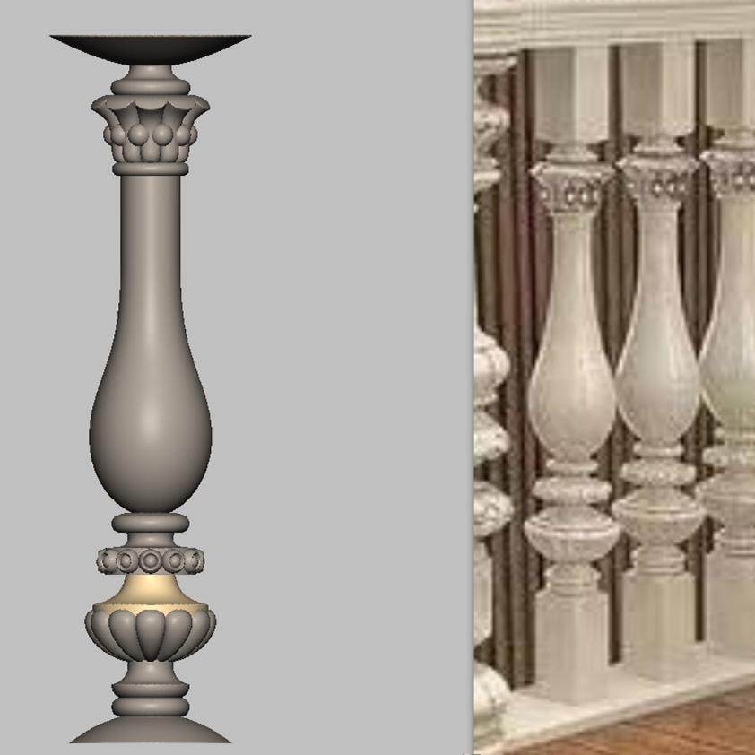 建模精修中欧式楼梯柱子STL圆雕图立体3D图三四轴雕刻图通用0305