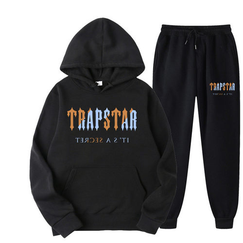 OZON独立站热卖欧美潮牌Trapstar印花男士运动卫衣连帽衫套装