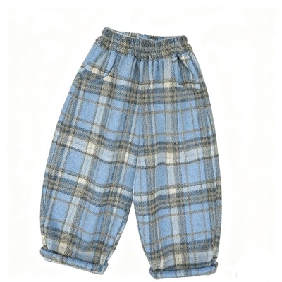男女童绒子加厚简约韩版CML小童休闲格子裤中百搭时尚宽松加裤潮
