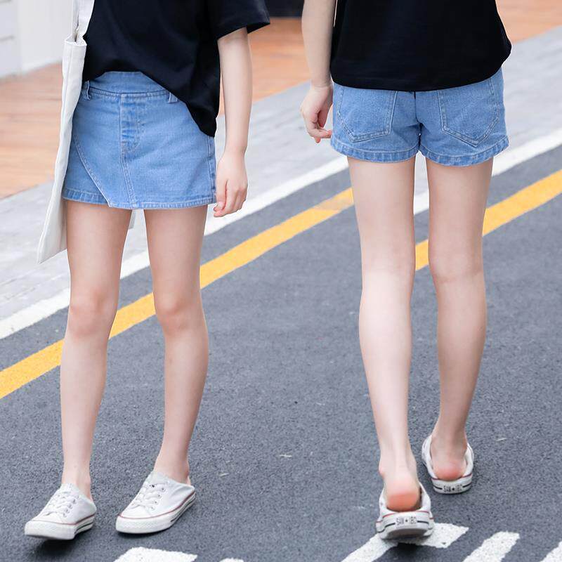 夏款女童牛仔半身裙夏款儿童短裤中大童短裤韩版童装童裤