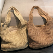 蜗牛爬爬家沙滩度假风草编包女2025新款 单肩包大容量托特包编织包