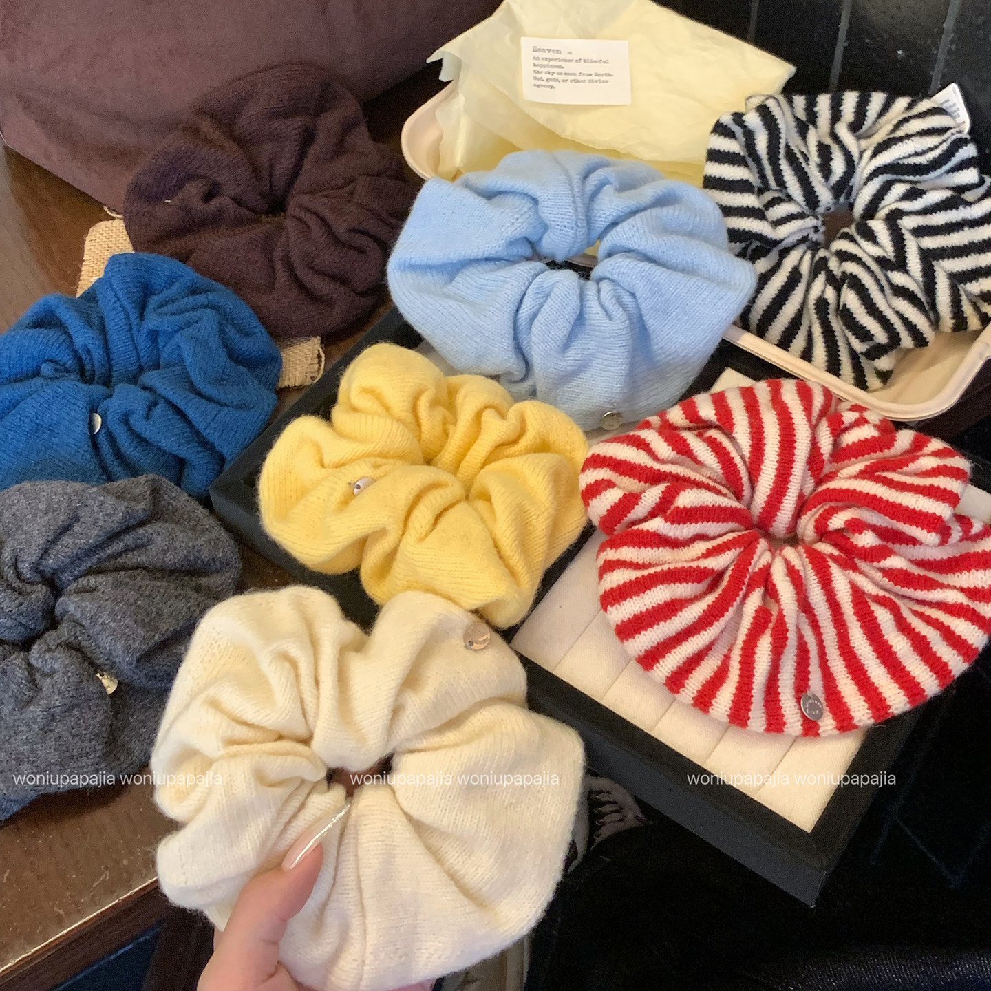 蜗牛爬爬家韩系羊毛针织条纹大肠发圈女高级感丸子头扎发头绳发饰,饰品/流行首饰/时尚饰品新,发饰,淘宝优惠券,粉丝福利购,淘宝优惠卷