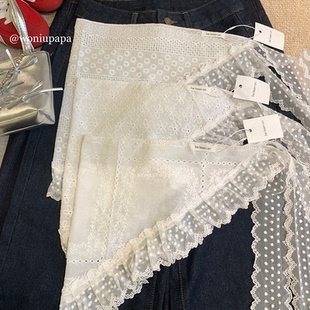 ins白色花边蕾丝屁帘女2026新款高级感甜美叠穿半身裙摆三角裙帘
