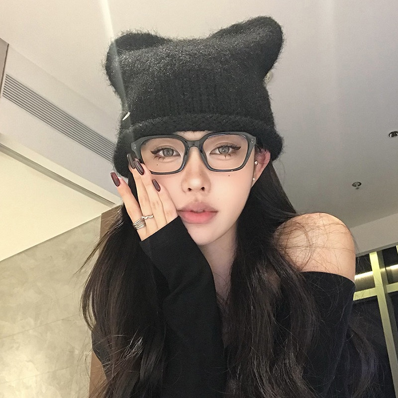 马海毛俏皮小猫耳朵针织帽女秋冬保暖防寒包头帽护耳可爱毛线帽子,服饰配件/皮带/帽子/围巾,帽子,淘宝优惠券,粉丝福利购,淘宝优惠卷