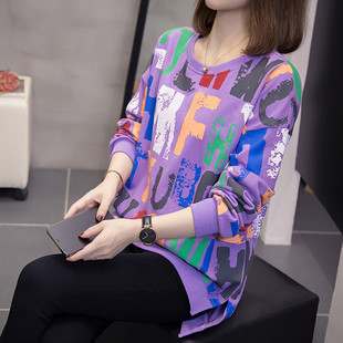 大码女装2025秋装新款胖妹妹宽松显瘦T恤衫胖mm洋气时尚长袖卫衣