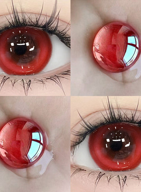 红色COS美瞳日抛30片万圣节吸血鬼一次性抛显色隐形眼镜cc10片TN
