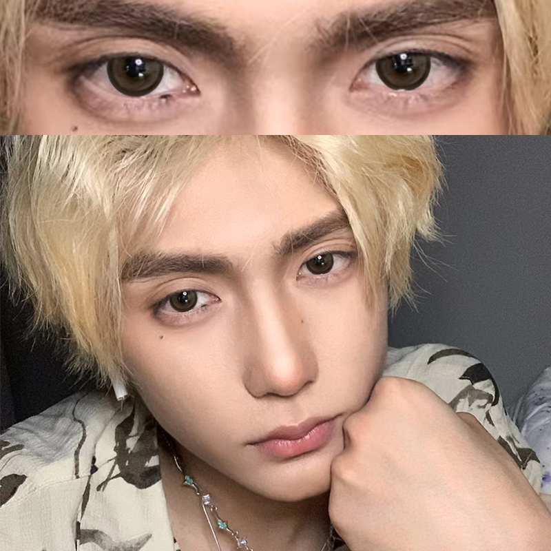 2片装】美瞳男士月抛棕色欧美混血大小直径男生JW近视隐形眼镜TN