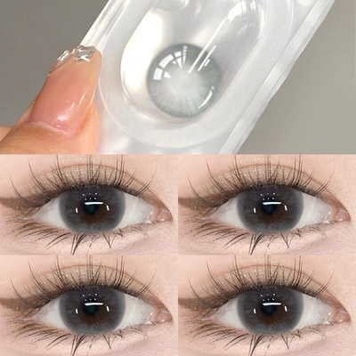 2片装】雪泡泡美瞳半年抛灰色14.0mm无锁边大小直径cos隐形眼镜ws