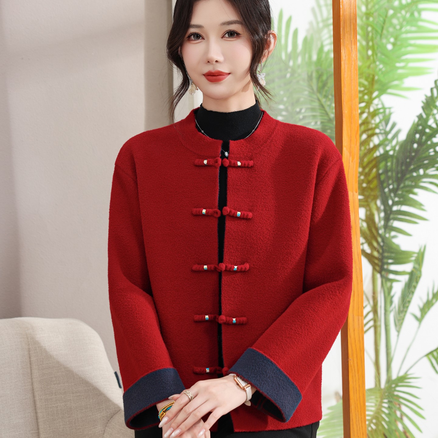 赋妤妈妈喜婆婆毛呢大衣图片