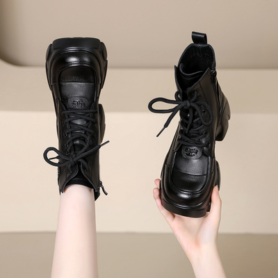 真皮厚底马丁靴女2025新款爆款