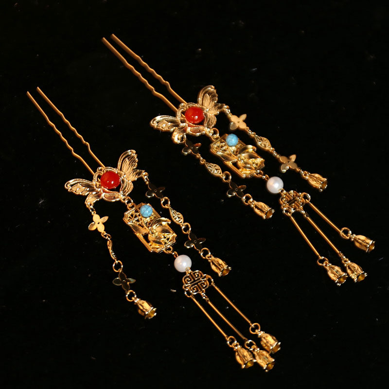 新款古风宫廷蝴蝶发饰金色流苏发簪古装国风配饰汉服头饰高颜值,饰品/流行首饰/时尚饰品新,发饰,淘宝优惠券,粉丝福利购,淘宝优惠卷