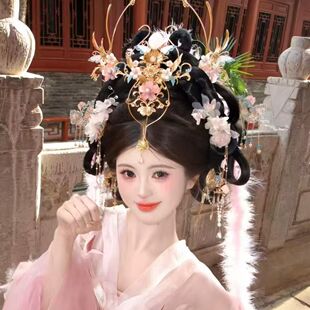 唐风宋汉服发饰新中式古风头饰新娘婚嫁明制发冠流苏发簪配饰女
