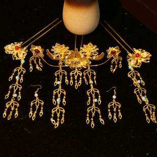 汉服新款唐代发冠手工头饰仕女图同款古装造型发钗流苏仙后压女仙