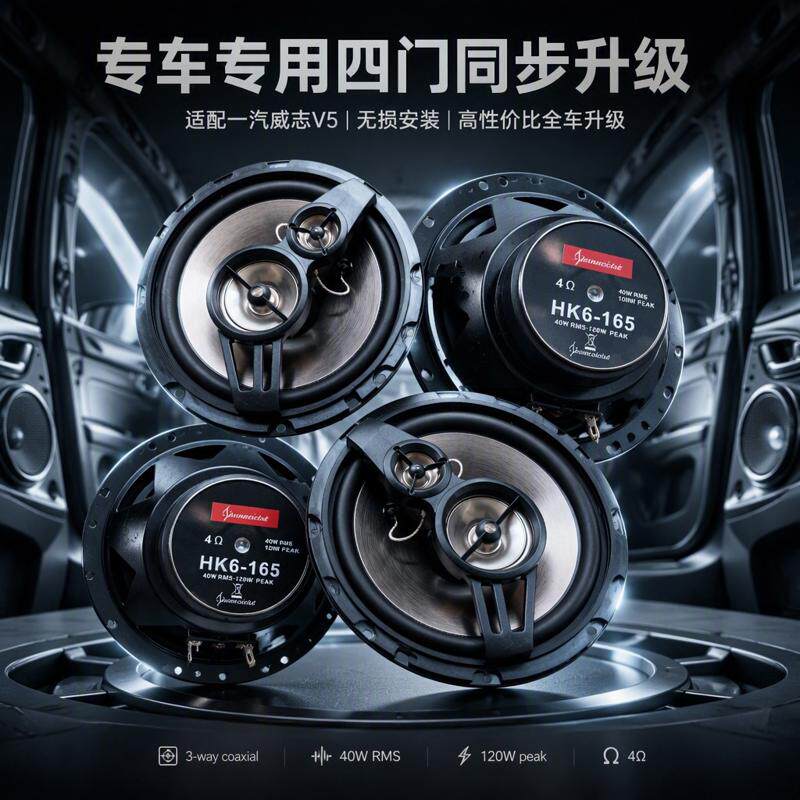 众泰z500音响前后门喇叭高中重低音扬声器同轴音响6.5寸 无损安装