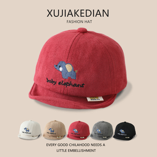 婴儿帽子春秋季可爱卡通软檐鸭舌帽男童女宝宝遮阳防风秋冬棒球帽