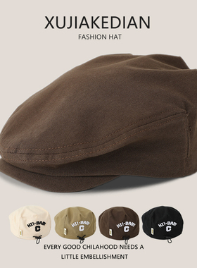 儿童反戴贝雷帽ins韩国洋气c字母刺绣前进帽男女孩宝宝春秋帽子潮