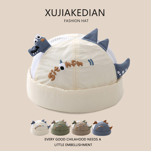 宝宝帽子夏季薄款韩版墨镜男孩网眼透气婴儿地主帽儿童夏天瓜皮帽