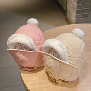 宝宝帽子秋冬季婴儿加绒雷锋帽男女儿童保暖护耳帽小童口罩一体