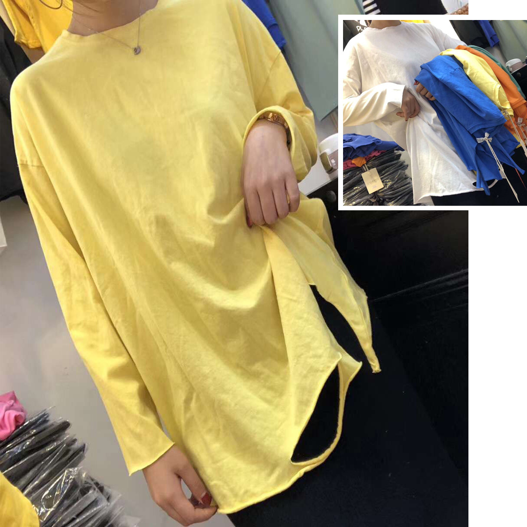 2019 the republic of korea Big version hole pure cotton Solid European version Easy Large Show thin Mid length version T-shirtin the Women's clothing/Boutique , T-shirt  category - from Buy2taobao.com to provide professional Taobao agent buy service