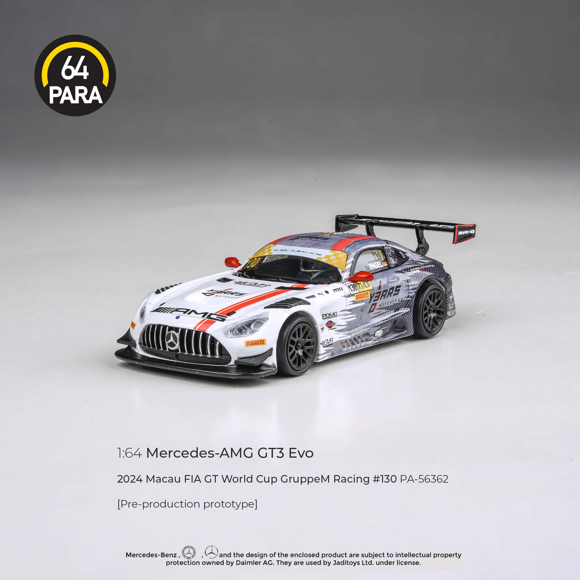 PARA 1/64 奔驰AMG GT3 澳门GT世界杯2024 130# 合金汽车模型