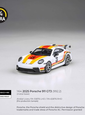 PARA 1/64  保时捷 911 gt3 992.2 3# 2025款 合金汽车模型