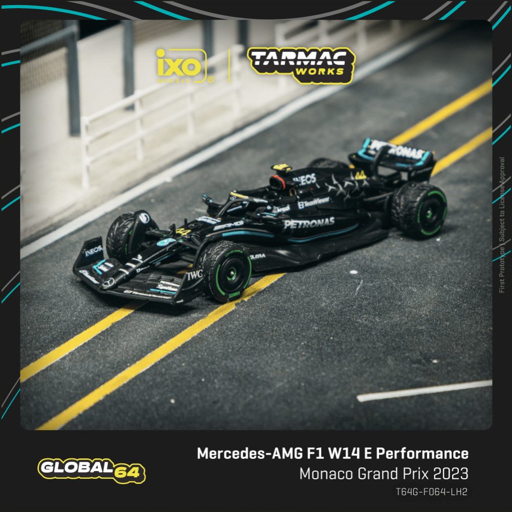 TW 1:64 奔驰 AMG F1 W14 E 摩纳哥 GP2023 汉密尔顿合金汽车模型