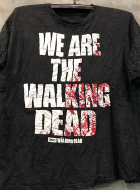 The Walking Dead美剧周边字母慵懒风oldschool宽松男女短袖T恤棉