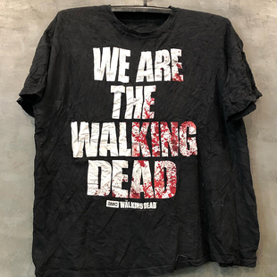 The Walking Dead美剧周边字母慵懒风oldschool宽松男女短袖T恤棉