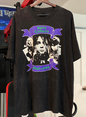 KurtCobain科特柯本涅槃乐队欧美高街休闲短袖街头chic嘻哈T恤男